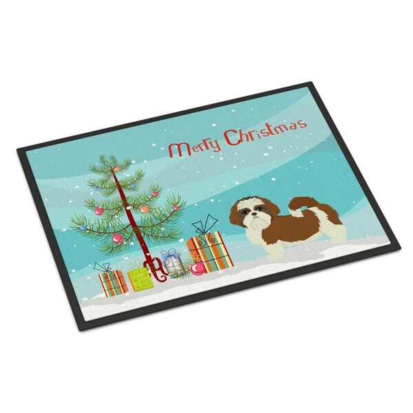 Carolines Treasures 18 x 27 in. Shih Tzu Christmas Tree Indoor or Outdoor Mat CK3563MAT - main